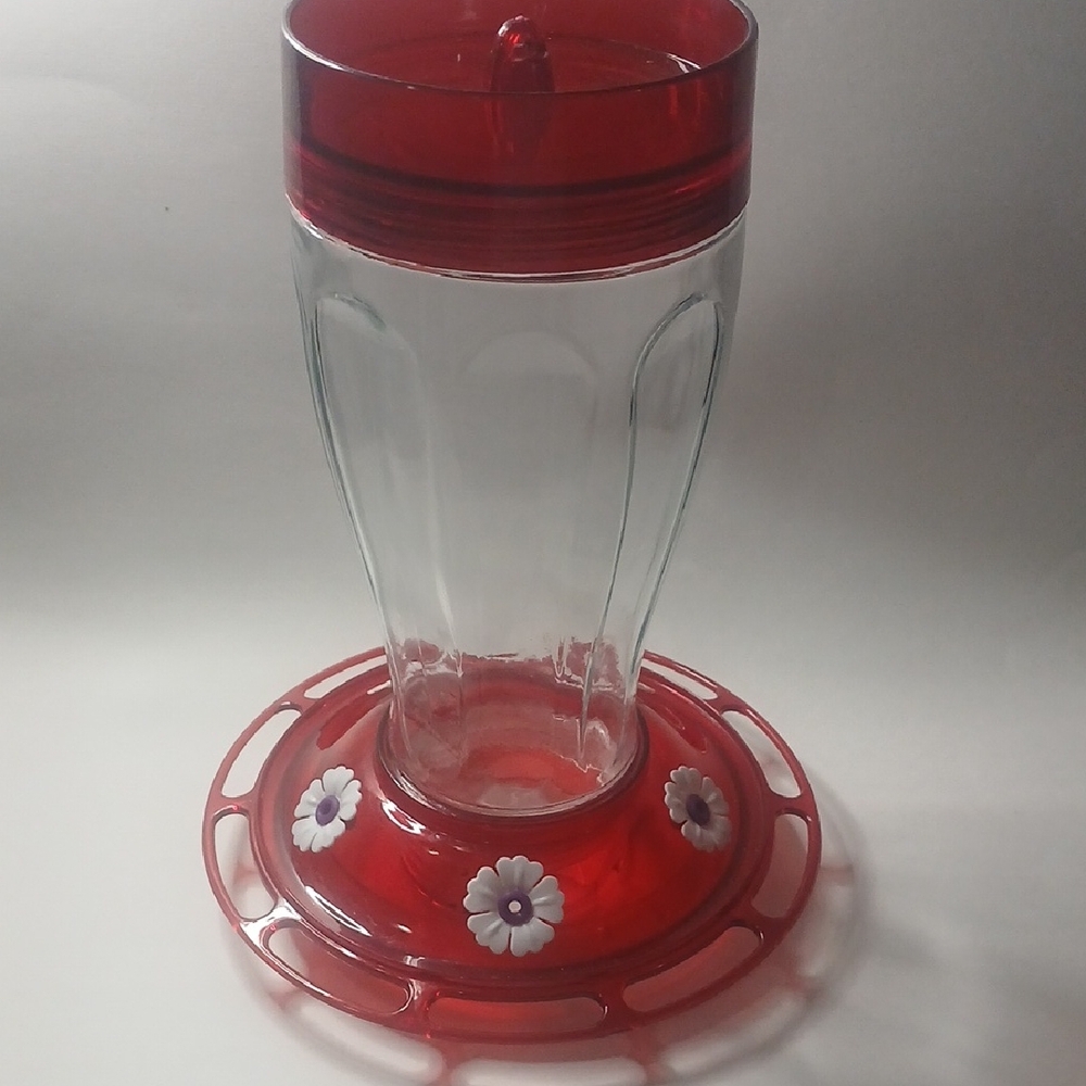 Red and Clear Hummingbird Feeder
